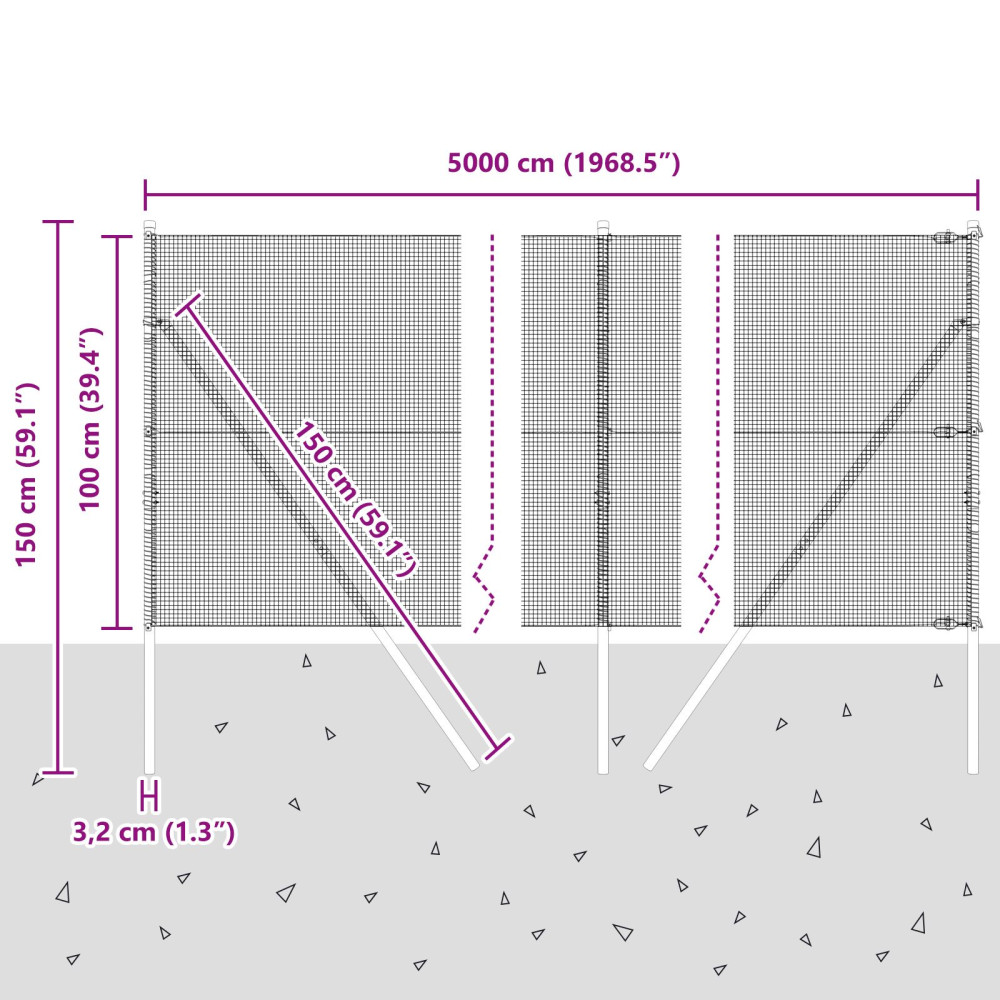 Produktbild för Utomhus Svetsat Trådstängsel Markfäste 50 x 1 m Grön Mesh