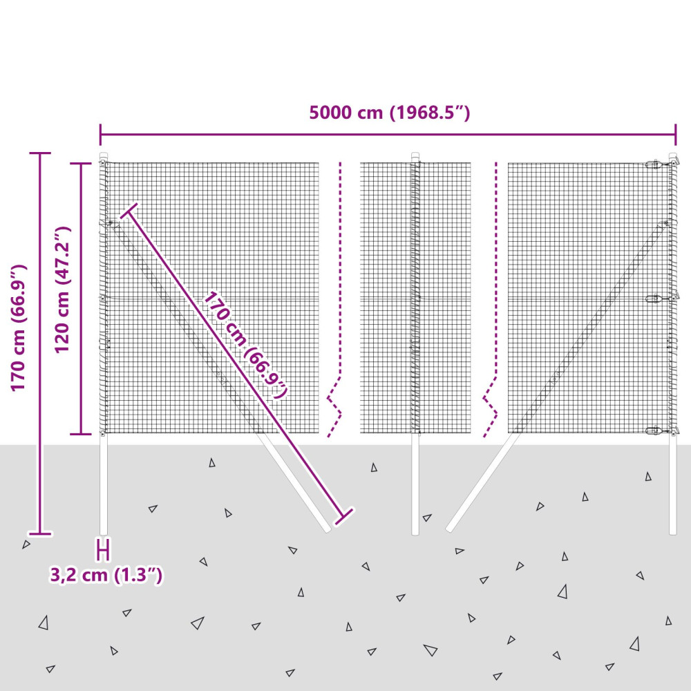Produktbild för Utomhus Svetsat Trådstängsel Markfäste 50 x 1,2 m Grön Mesh