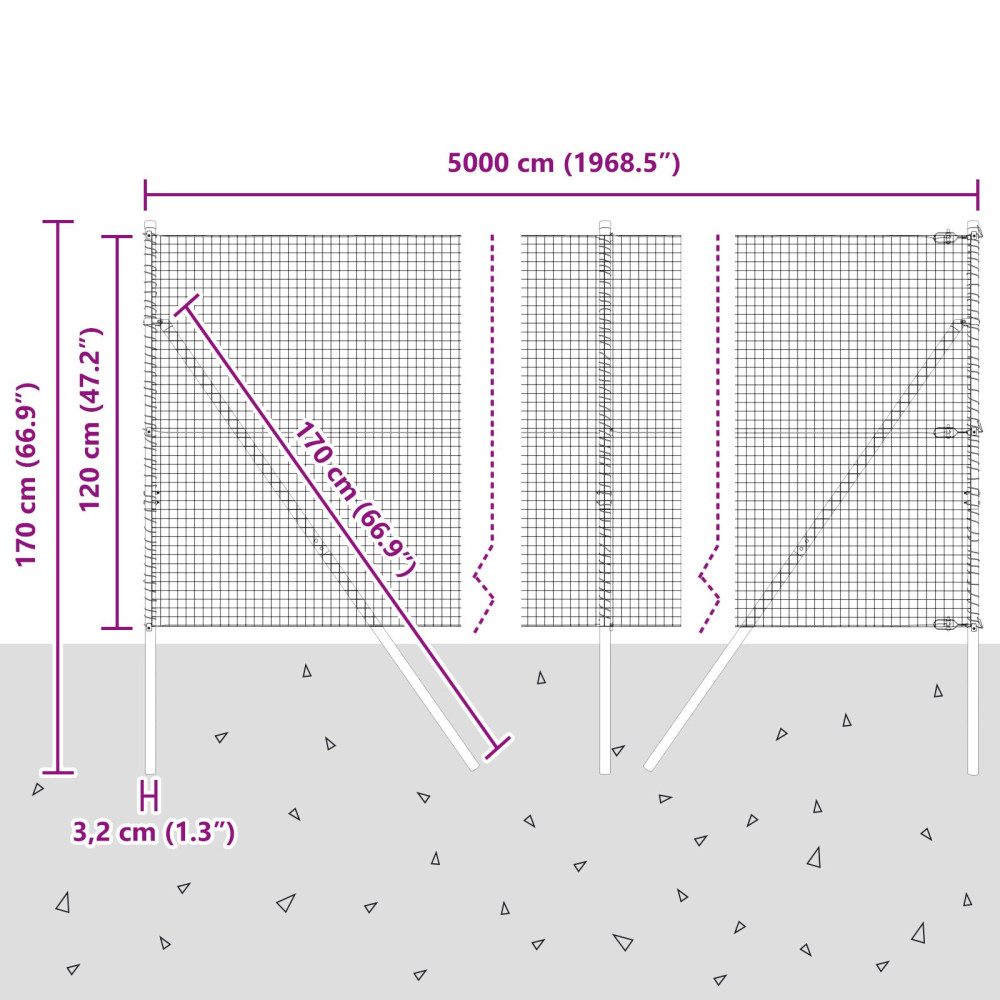 Produktbild för Svetsat trådgaller markfäste 50 x 1,2 m PVC-belagda stål Grön