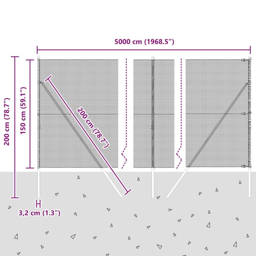 Produktbild för Svetsat trådgaller markfäste 50 x 1,5 m PVC-belagda stål Grön