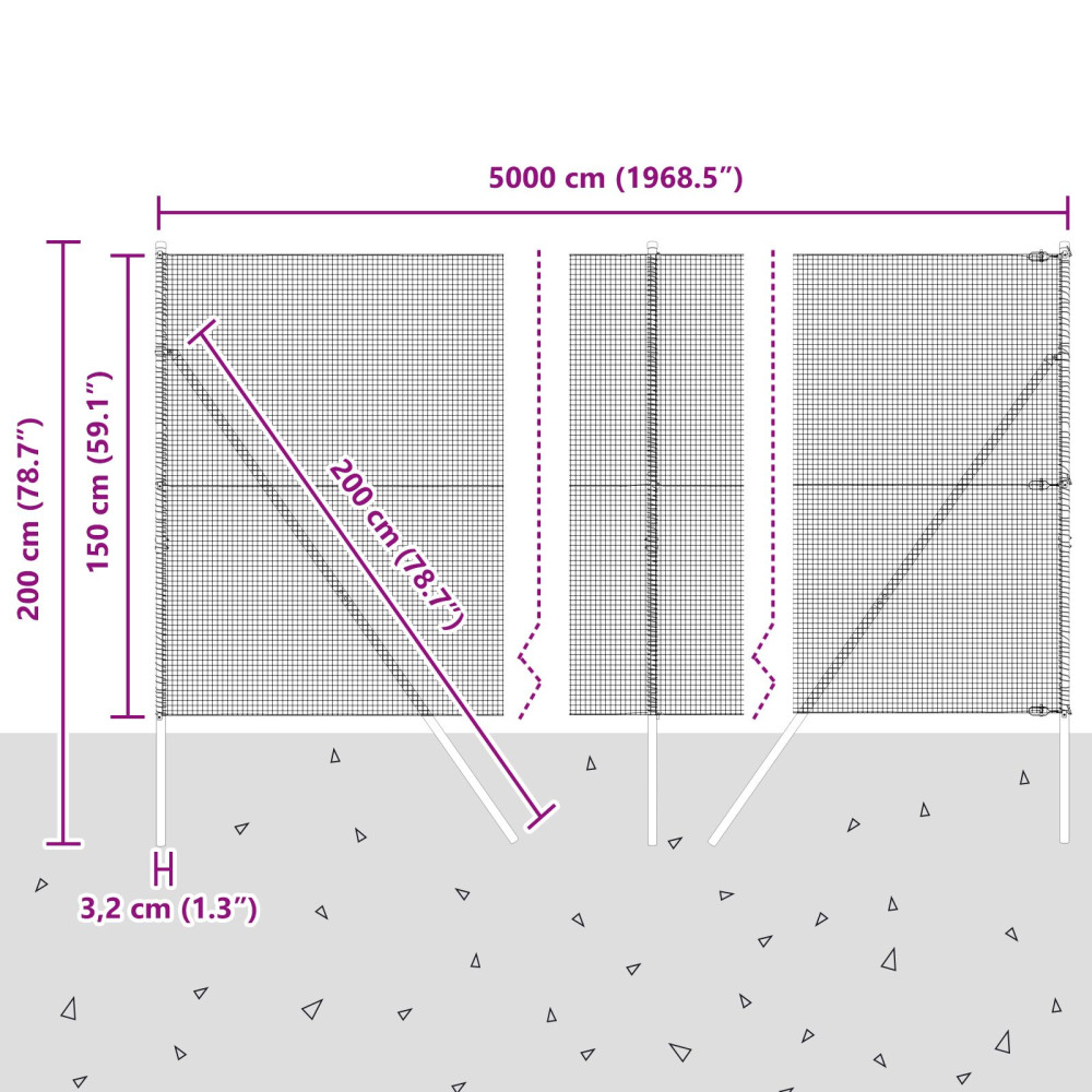Produktbild för Svetsat trådgaller markfäste 50 x 1,5 m PVC-belagda stål Grön