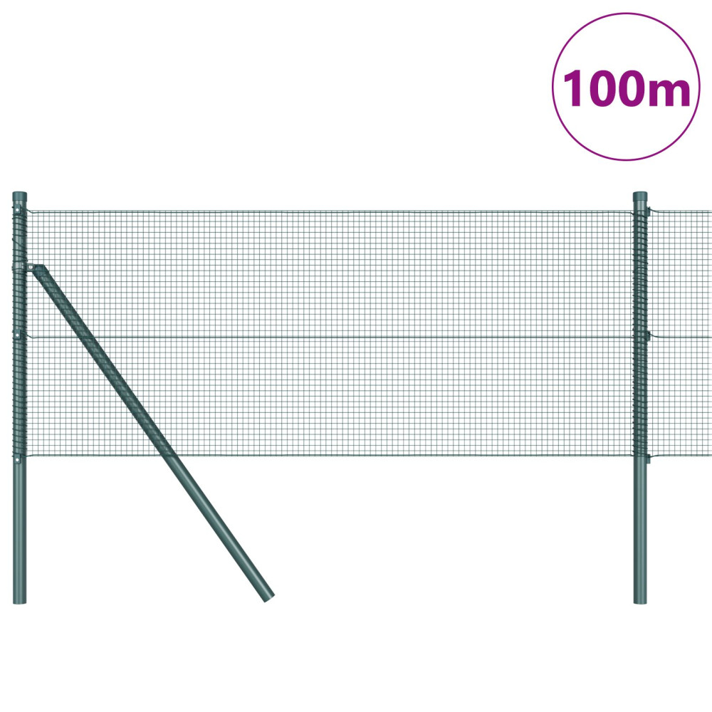 Produktbild för Svetsat trådgaller markfäste 100 x 0,4 m PVC-belagda stål Grön