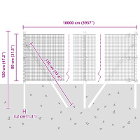 Produktbild för Svetsat trådgaller markfäste 100 x 0,8 m PVC-belagda stål Grön