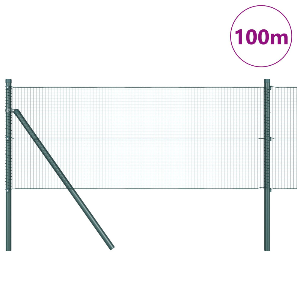 Produktbild för Svetsat trådgaller markfäste 100 x 0,8 m PVC-belagda stål Grön