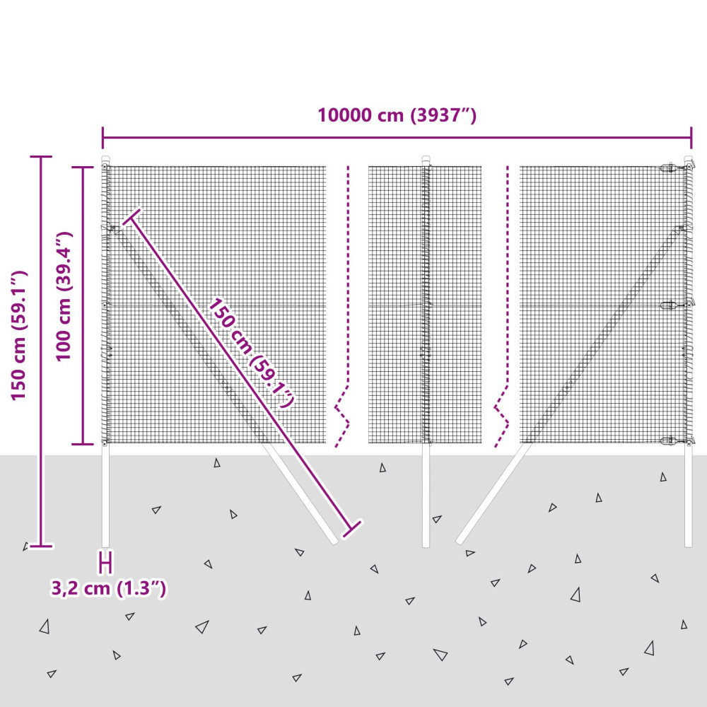 Produktbild för Utomhus Svetsat Trådstängsel Markfäste 100 x 1 m Grön Mesh