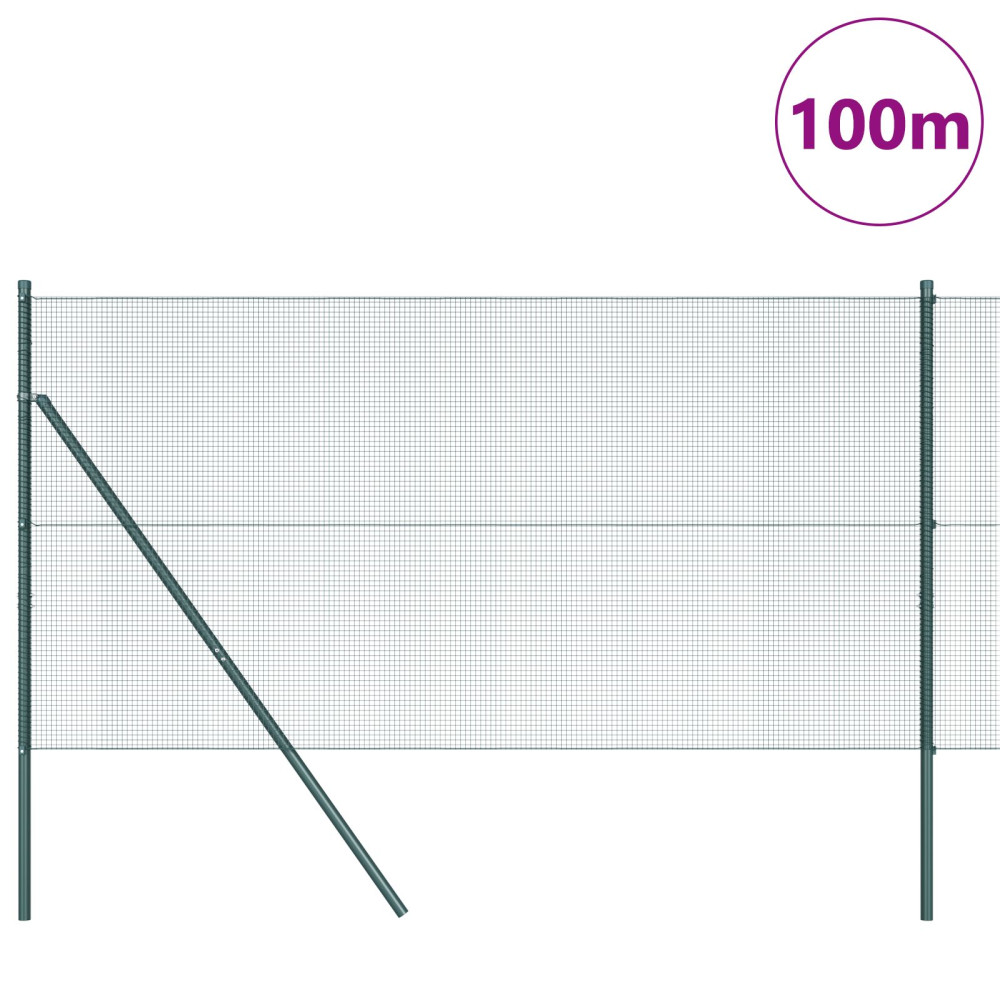 Produktbild för Utomhus Svetsat Trådstängsel Markfäste 100 x 1 m Grön Mesh