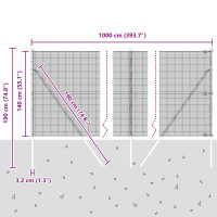 Produktbild för Svetsat trådgaller markfäste 10 x 1,4 m PVC-belagda stål Grå