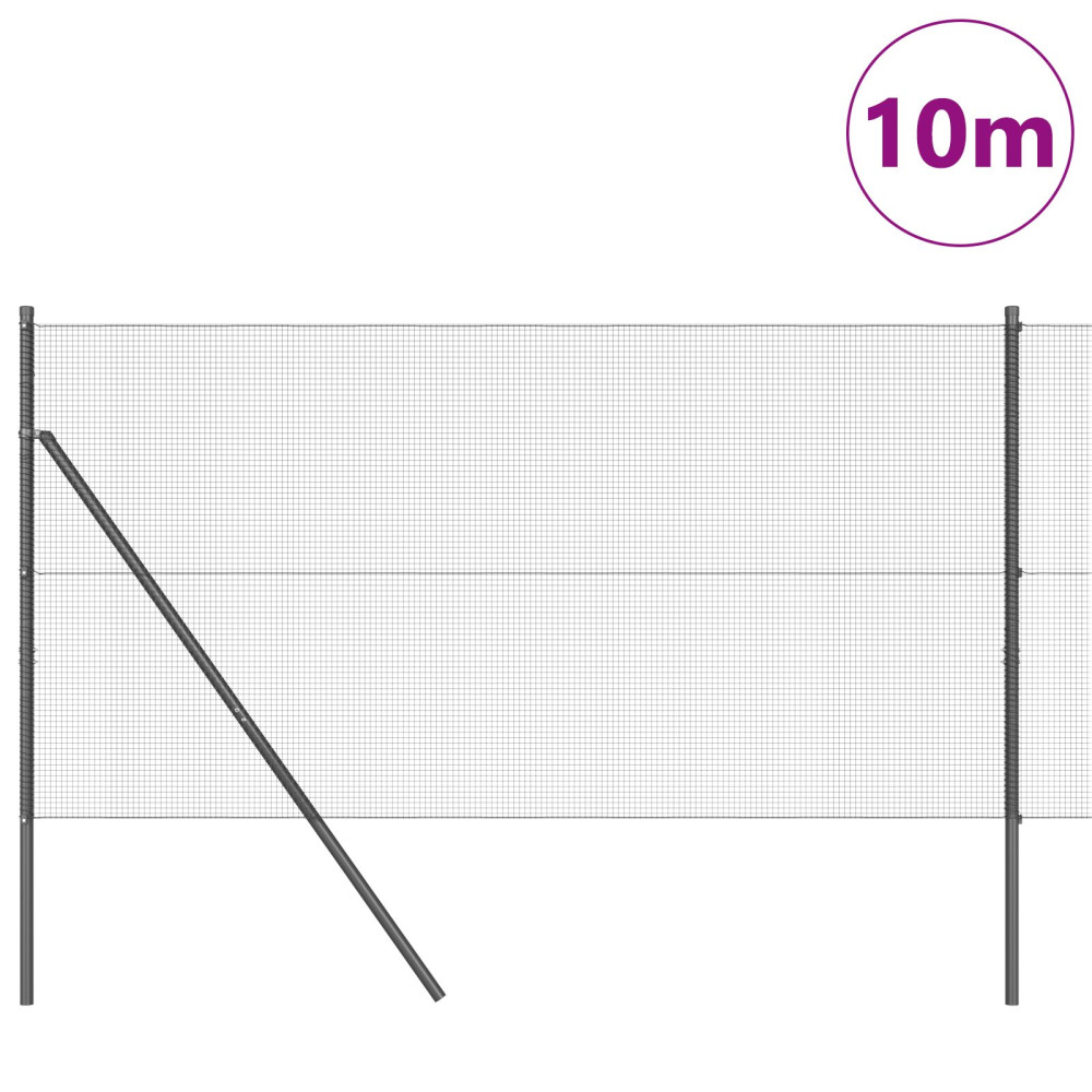 Produktbild för Svetsat trådgaller markfäste 10 x 1,4 m PVC-belagda stål Grå