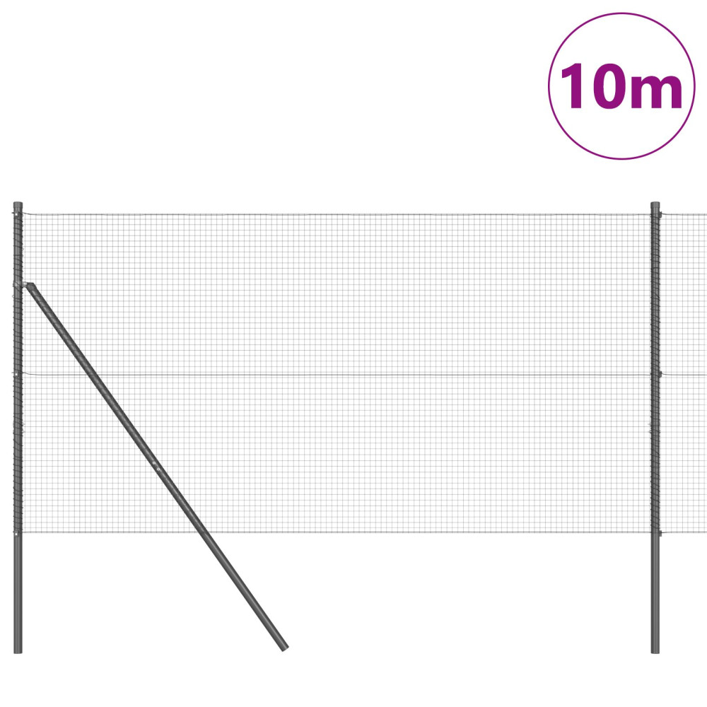 Produktbild för Svetsat trådgaller markfäste 10 x 1,4 m PVC-belagda stål Grå