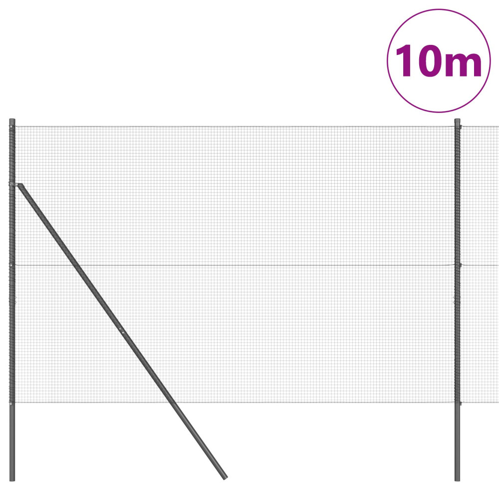 Produktbild för Svetsat trådgaller markfäste 10 x 1,5 m PVC-belagda stål Grå