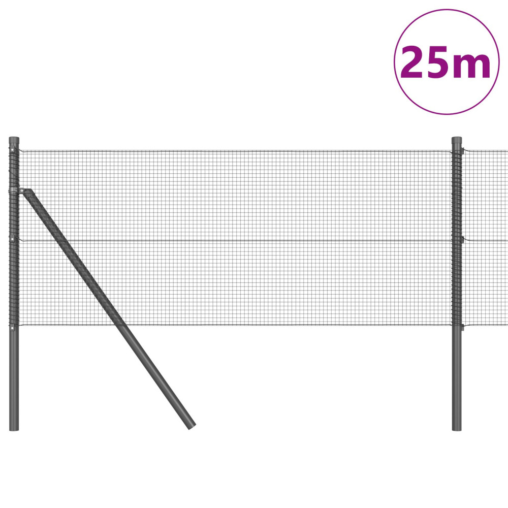 Produktbild för Svetsat trådgaller markfäste 25 x 0,5 m PVC-belagda stål Grå