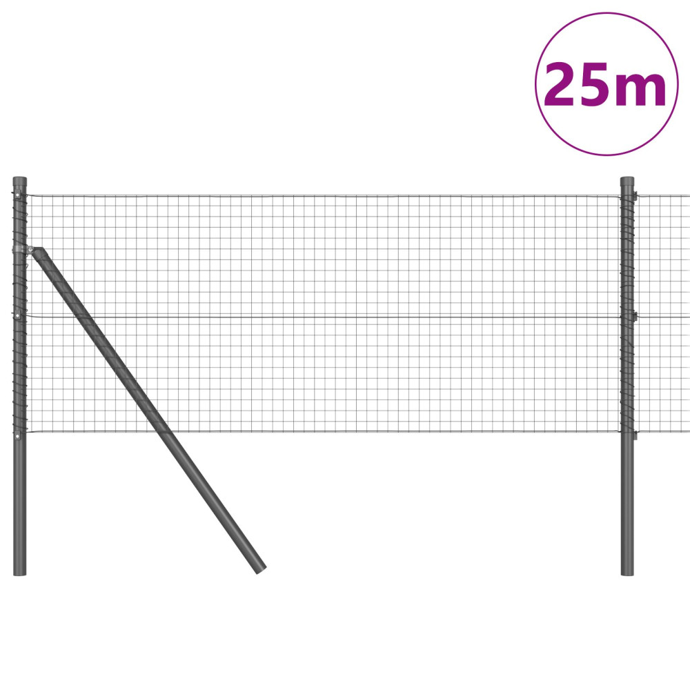 Produktbild för Svetsat trådgaller markfäste 25 x 0,5 m PVC-belagda stål Grå