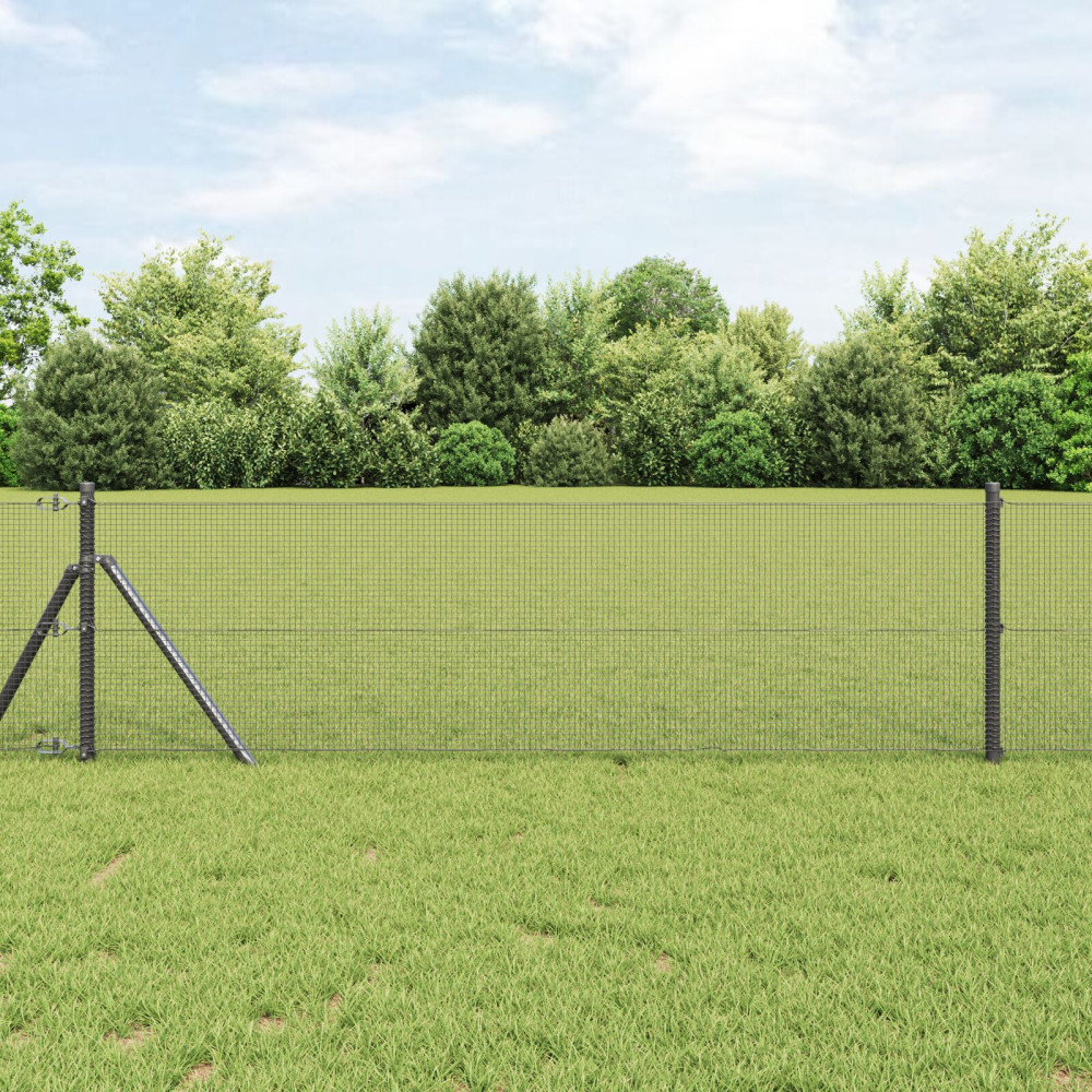 Produktbild för Svetsat trådgaller markfäste 50 x 0,4 m PVC-belagda stål Grå