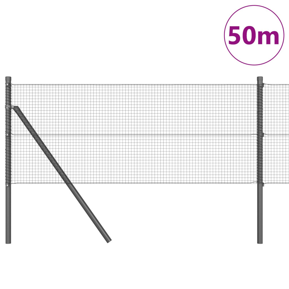 Produktbild för Svetsat trådgaller markfäste 50 x 0,6 m PVC-belagda stål Grå