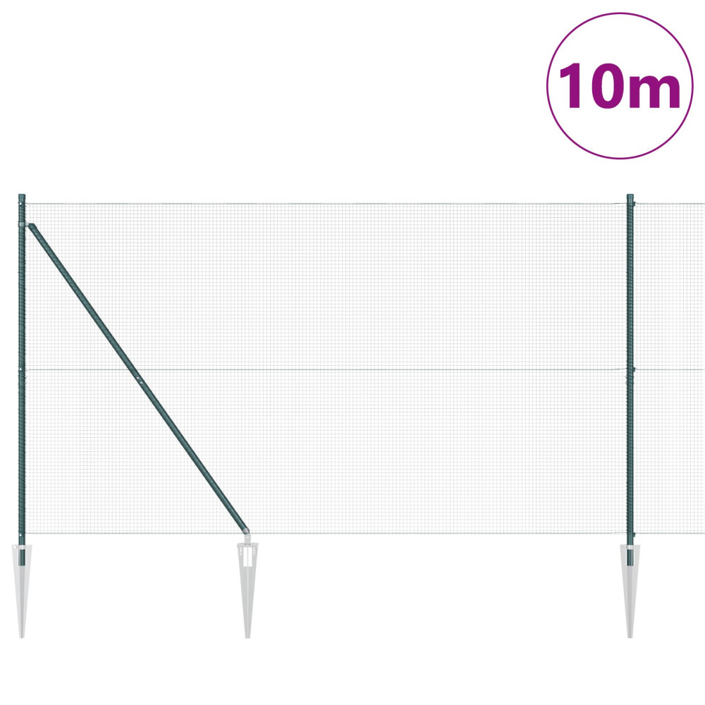 Produktbild för Utomhus svetsat trådsgaller med spikar 10 x 1,5 m Grön Mesh