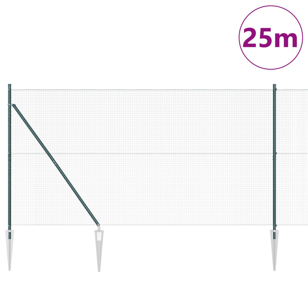 Produktbild för Utomhus svetsat trådsgaller med spikar 25 x 1,4 m Grön Mesh