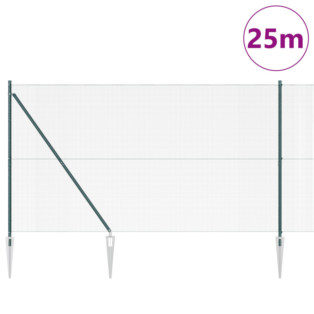 Produktbild för Utomhus svetsat trådsgaller med spikar 25 x 1,5 m Grön Mesh