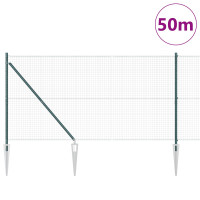 Produktbild för Svetsat trådgalleri med piggar 50 x 1,2 m PVC-belagda stål Grön