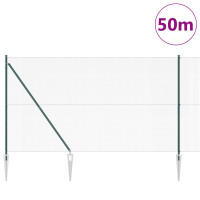 Produktbild för Svetsat trådgalleri med piggar 50 x 1,5 m PVC-belagda stål Grön