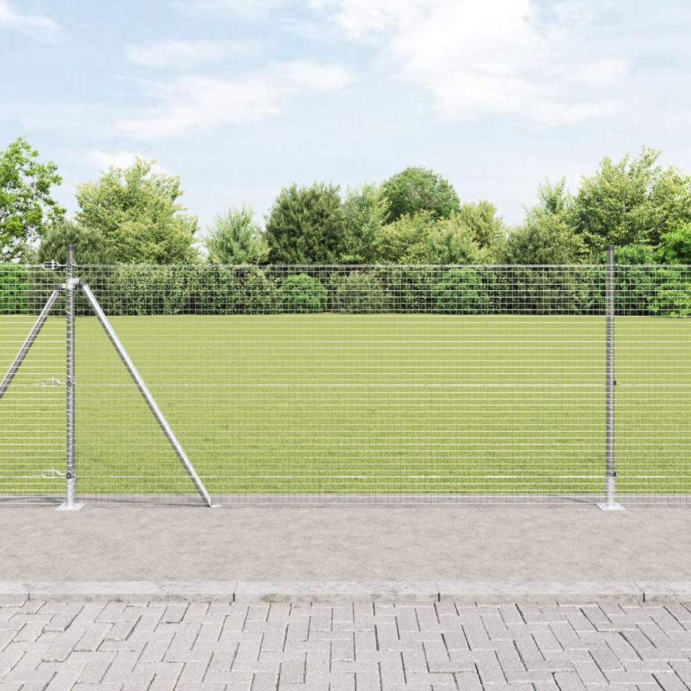 Produktbild för Svetsat Stålstaket med Betongbas 50 x 1 m Galvaniserat stål