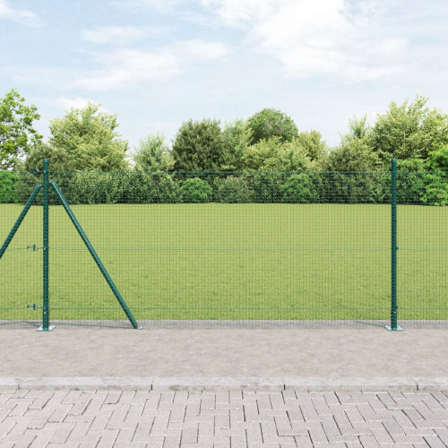 vidaXL Svetsat Stålstaket med Betongbas 25 x 1 m PVC-belagda stål Grön