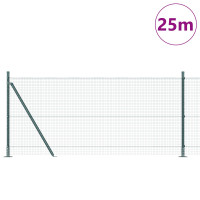 Produktbild för Svetsat Stålstaket med Betongbas 25 x 1 m PVC-belagda stål Grön