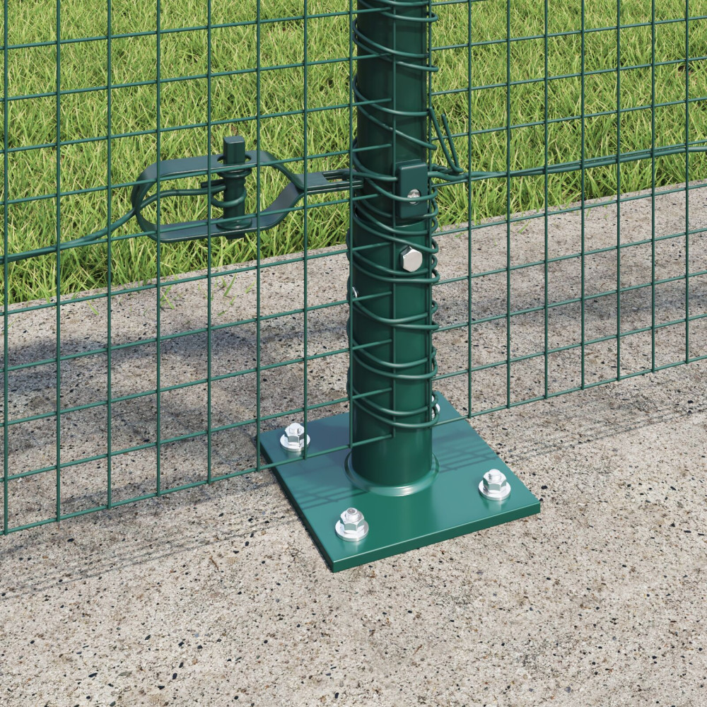 Produktbild för Svetsat Stålstaket med Betongbas 25 x 1 m PVC-belagda stål Grön