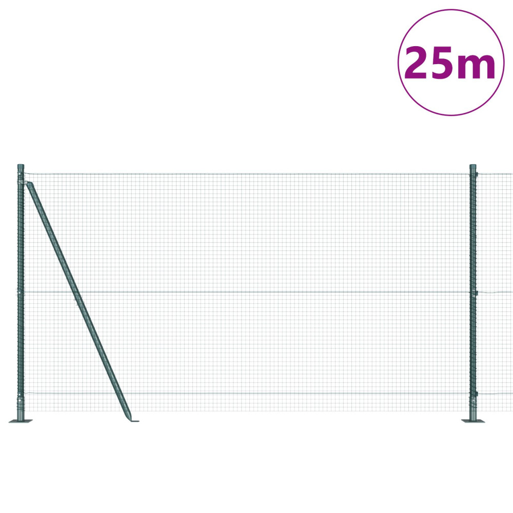 Produktbild för Svetsat Stålstaket med Betongbas 25 x 1,2 m PVC-belagda stål