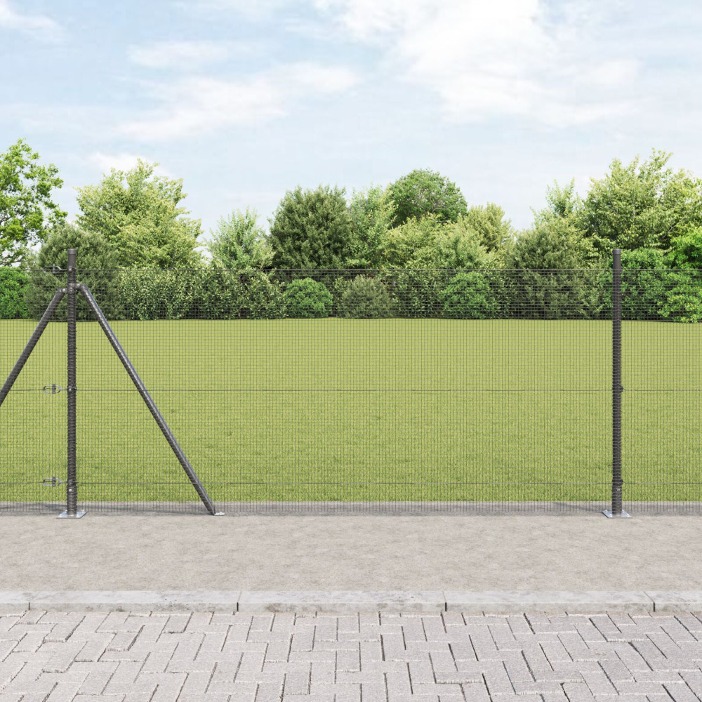 Produktbild för Utomhus svetsat trådstängsel med betongfundament 100 x 1 m Grå