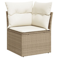 Produktbild för Trädgårdsoffset med kudde 6 pcs Beige och vit Poly rattan