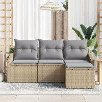 Produktbild för Soffset med kudde 4 pcs Beige och Ljusgrå konstrotting