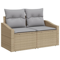 Produktbild för Soffset med kudde 4 pcs Beige och Ljusgrå konstrotting