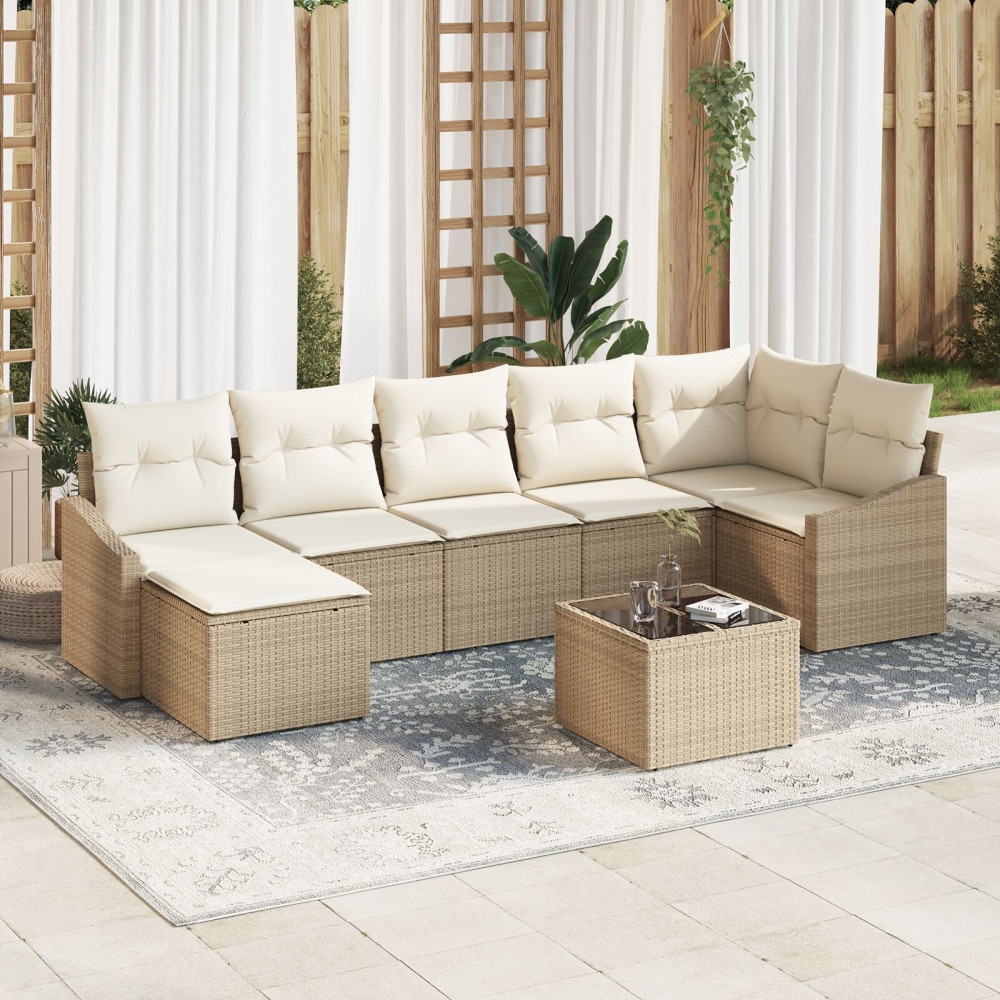 Produktbild för Trädgårdsoffset 8 pcs Beige och gräddfärgad konstrotting