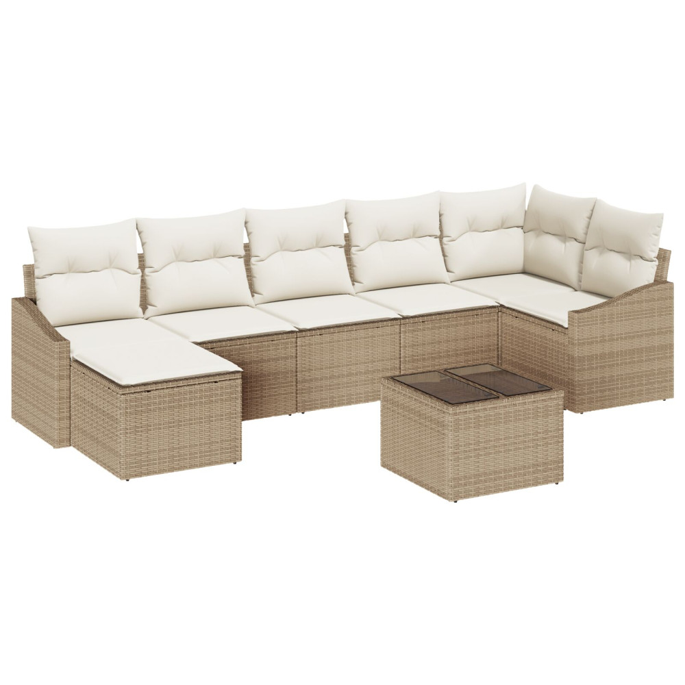 Produktbild för Trädgårdsoffset 8 pcs Beige och gräddfärgad konstrotting