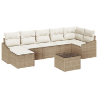 Produktbild för Trädgårdsoffset 8 pcs Beige och gräddfärgad konstrotting