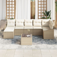 Produktbild för Trädgårdsoffset 8 pcs Beige och gräddfärgad konstrotting