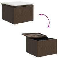 Produktbild för Trädgårdsmöbelset med kudde med lagring 6 pcs Brun och Kräm