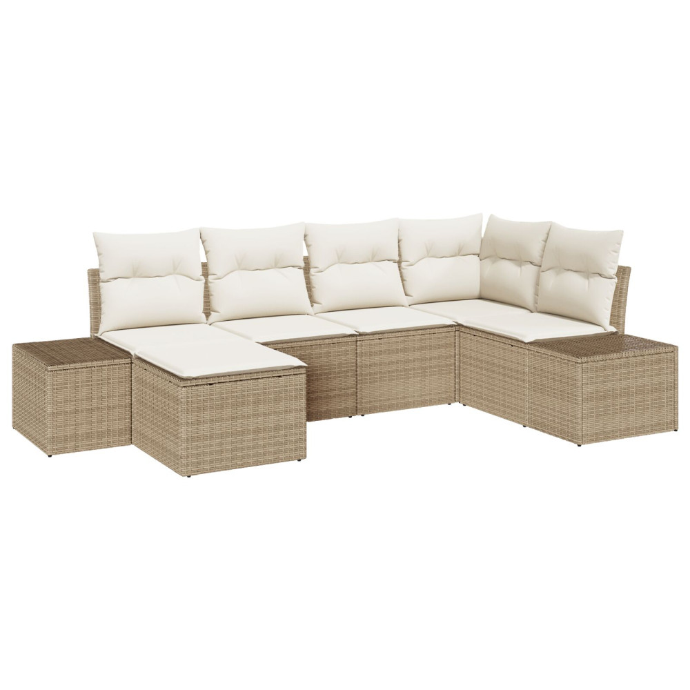 Produktbild för Trädgårdsoffset 6 pcs Beige och gräddfärgad konstrotting