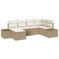 Produktbild för Trädgårdsoffset 6 pcs Beige och gräddfärgad konstrotting