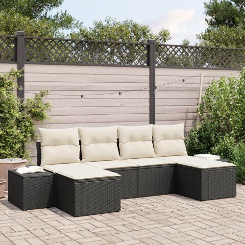 vidaXL Trädgårdsoffset med kudde 4 pcs Svart och kräm konstrotting