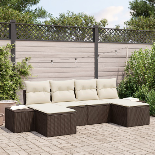 vidaXL Trädgårdsoffset med kudde 4 pcs Brun och Kräm konstrotting