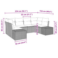Produktbild för Trädgårdsoffset med lagring 6 pcs Svart och kräm Poly rattan