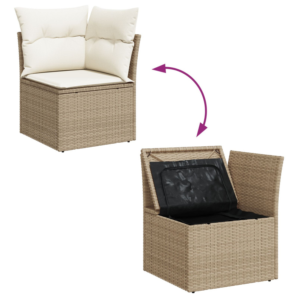 Produktbild för Trädgårdsoffset 7 pcs Beige och gräddfärgad konstrotting