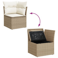 Produktbild för Trädgårdsoffset 7 pcs Beige och gräddfärgad konstrotting