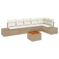 Produktbild för Trädgårdsoffset 7 pcs Beige och gräddfärgad konstrotting