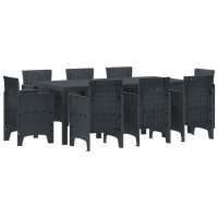 Produktbild för Trädgårdsmöbelset 9 pcs Antracit Polypropylen
