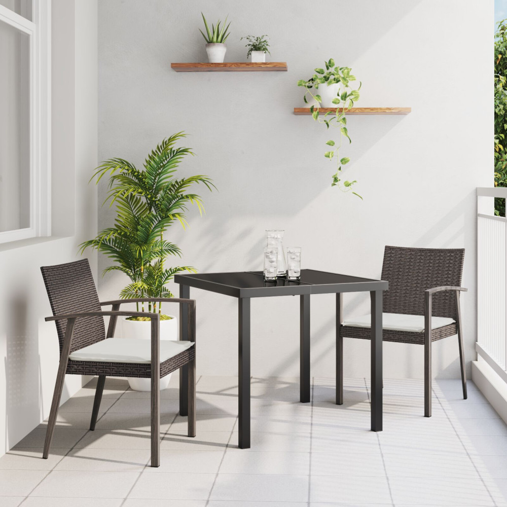 Produktbild för Trädgårdsmöbelset 3 pcs Brun och svart PE Rattan