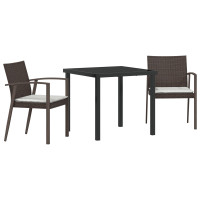 Produktbild för Trädgårdsmöbelset 3 pcs Brun och svart PE Rattan