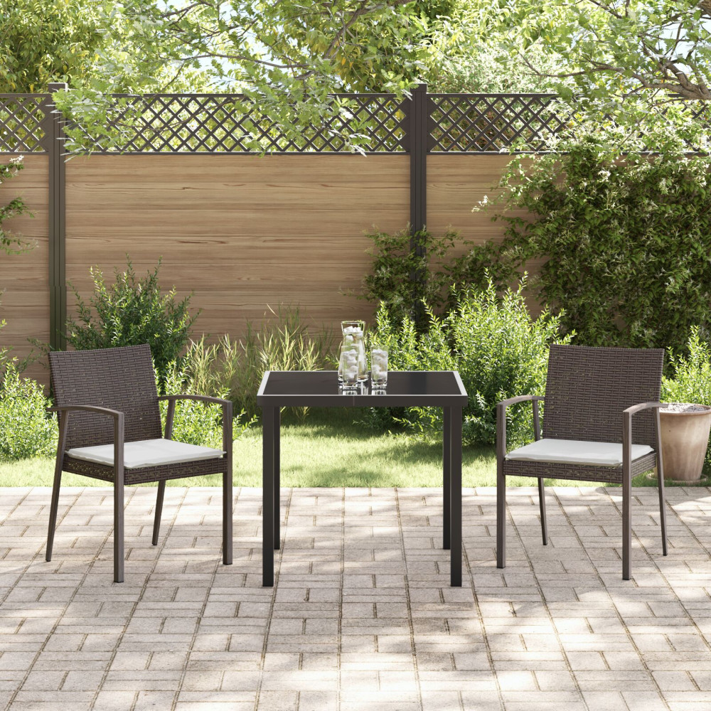 Produktbild för Trädgårdsmöbelset 3 pcs Brun och svart PE Rattan