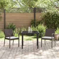 Produktbild för Trädgårdsmöbelset 3 pcs Brun och svart PE Rattan